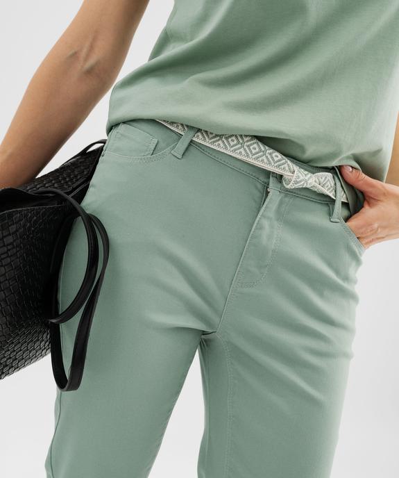 Pantacourt slim taille haute en coton stretch avec ceinture à nouer femme vue2 - GEMO 4G FEMME - GEMO