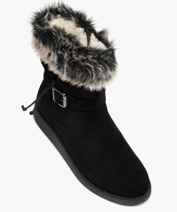 Boots fourrées femme en suédine unie à col fourrure imitation vue5 - GEMO (CASUAL) - GEMO