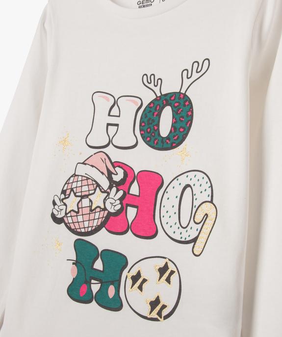 Tee-shirt manches longues de Noël en coton imprimé fille vue2 - GEMO 4G FILLE - GEMO