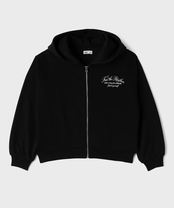 Sweat zippé à capuche en molleton imprimé fille vue1 - GEMO 4G FILLE - GEMO