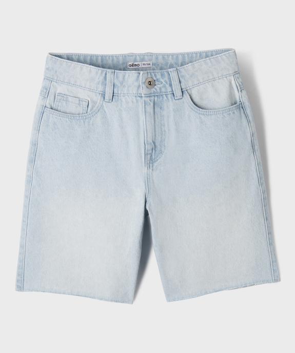 Short en jean droit et long à finition bord-franc fille vue1 - GEMO (JUNIOR) - GEMO