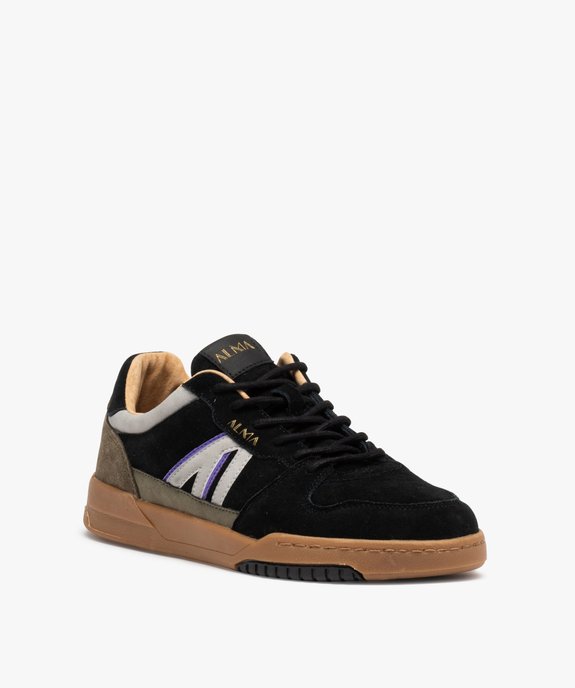 Baskets homme multicolores dessus en cuir suédine - Alma Planète vue3 - ALMA - GEMO