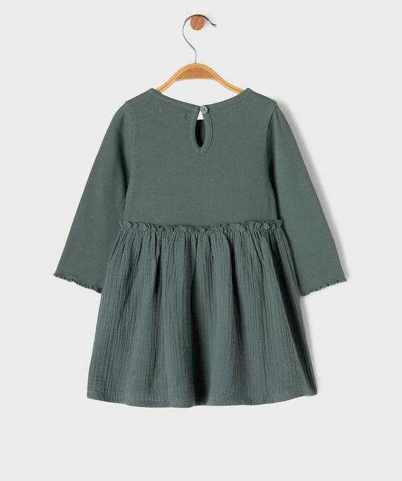 Robe manches longues bimatière bébé fille vue3 - GEMO 4G BEBE - GEMO