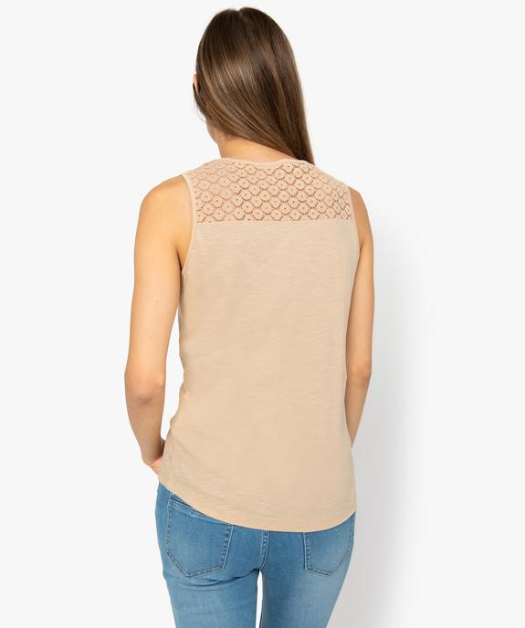 Débardeur femme contenant du coton bio avec épaules en dentelle vue3 - GEMO 4G FEMME - GEMO