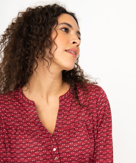 Tee-shirt à manches longues imprimé en polyester recyclé femme vue2 - GEMO 4G FEMME - GEMO
