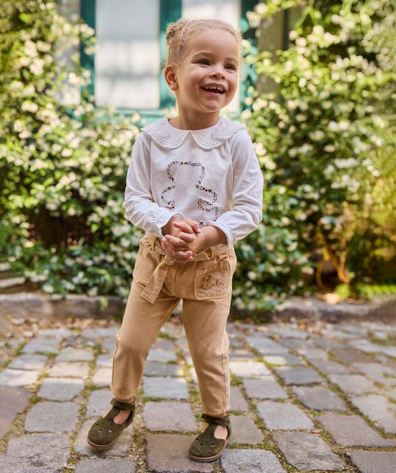 Jean coloré avec taille ajustable et ceinture bébé fille - LuluCastagnette vue1 - LULU CASTAGNETTE GEMO FOR GOOD - GEMO