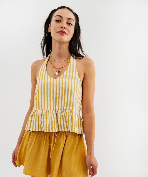 Blouse dos nu à volant réversible femme vue1 - GEMO(FEMME PAP) - GEMO
