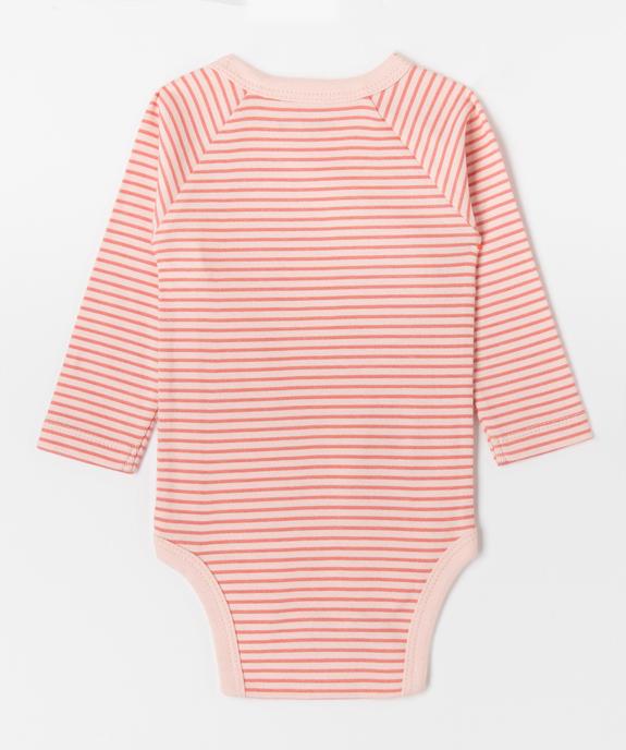 Bodies à manches longues fermeture devant bébé fille vue3 - GEMO 4G BEBE - GEMO