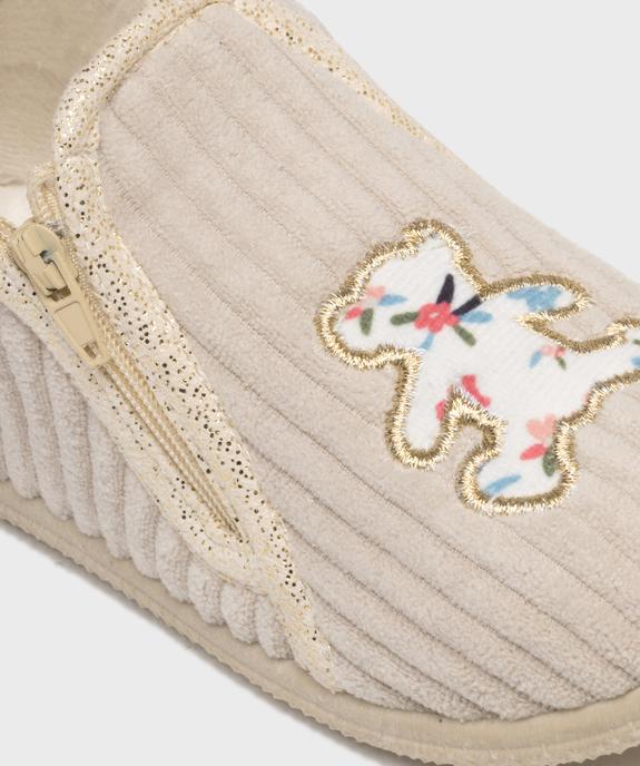Chaussons montants zippés en velours côtelée bébé fille - LuluCastagnette vue6 - LULU CASTAGNETT - GEMO