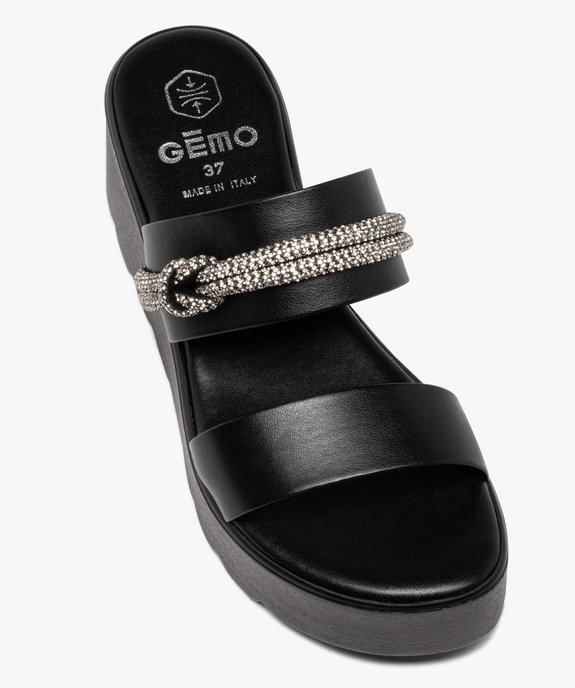 Mules femme compensées dessus uni ornées de strass vue5 - GEMO(URBAIN) - GEMO