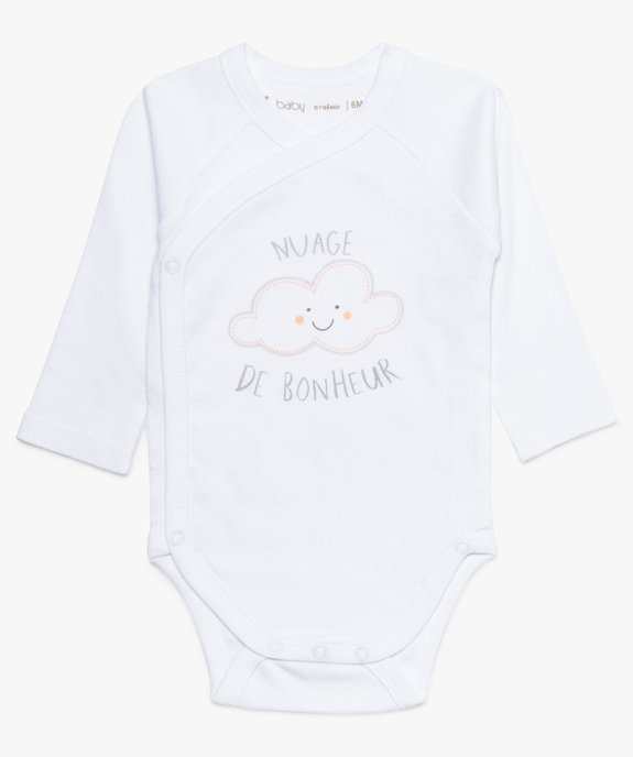 Body bébé à motif nuage en coton bio (lot de 3) vue3 - GEMO 4G BEBE - GEMO