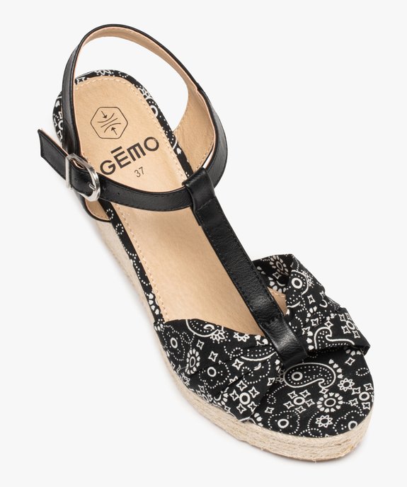Sandales femme à talon compensé et bride drapée en tissu vue5 - GEMO(URBAIN) - GEMO