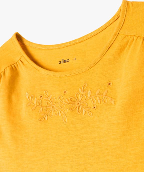 Tee-shirt droit à manches très courtes et broderie fille vue2 - GEMO 4G FILLE - GEMO
