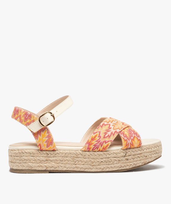 Sandales femme plateforme en corde dessus toile vue1 - GEMO (CASUAL) - GEMO