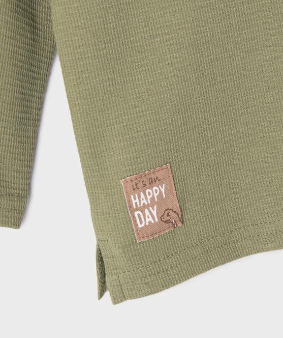 Tee-shirt manches longues en maille nid d’abeille bébé garçon vue2 - GEMO 4G BEBE - GEMO