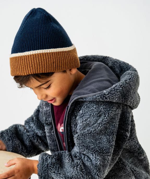 Bonnet en maille tricolore avec revers garçon vue4 - GEMO (ACCESS) - GEMO
