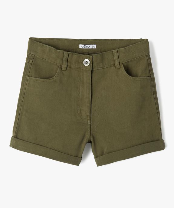 Short en denim avec revers cousus fille vue1 - GEMO (JUNIOR) - GEMO