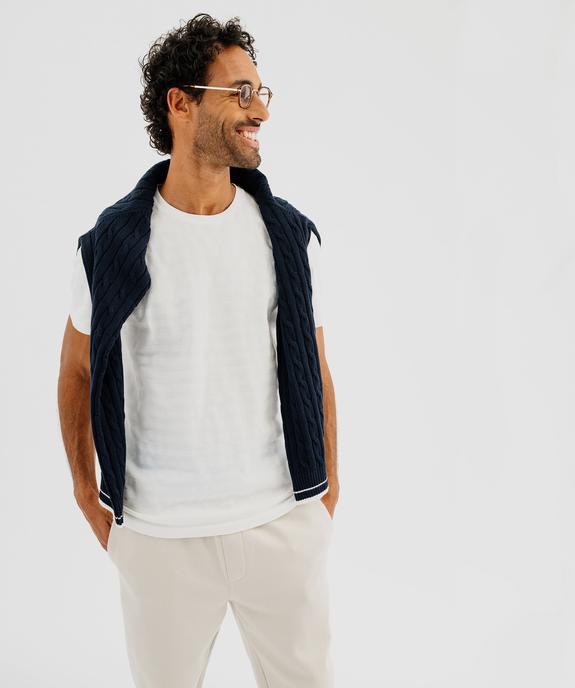 Tee-shirt manches courtes effet rayé homme vue1 - GEMO 4G HOMME - GEMO