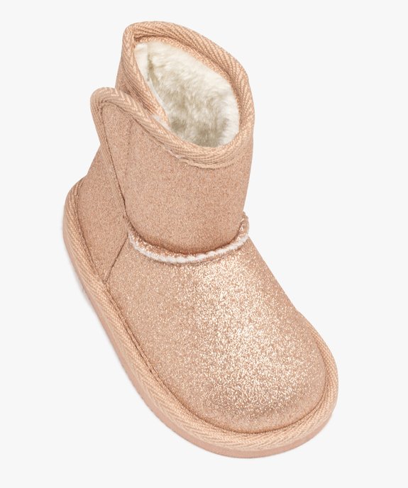 Boots fourrées bébé fille à paillettes et à scratch  vue5 - GEMO(BEBE DEBT) - GEMO