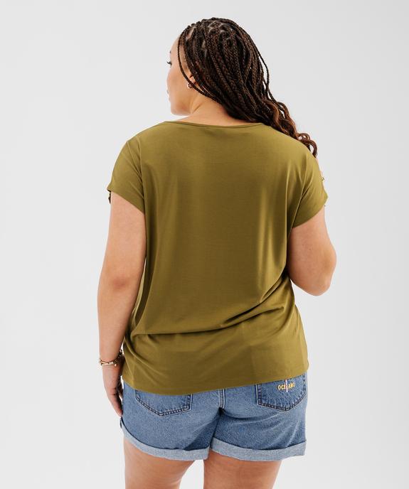 Tee-shirt femme grande taille à manches courtes avec motifs vue3 - GEMO (G TAILLE) - GEMO