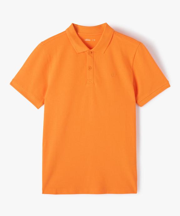 Polo à manches courtes uni en maille piquée garçon vue1 - GEMO (JUNIOR) - GEMO