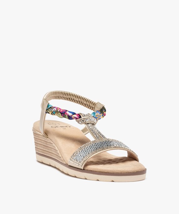 Sandales femme compensées à strass vue2 - GEMO(URBAIN) - GEMO