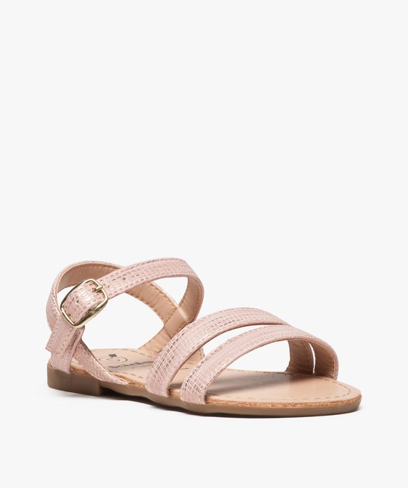 Sandales filles unies à brides fermeture boucle Dessus rose métallisé vue2 - GEMO (ENFANT) - GEMO