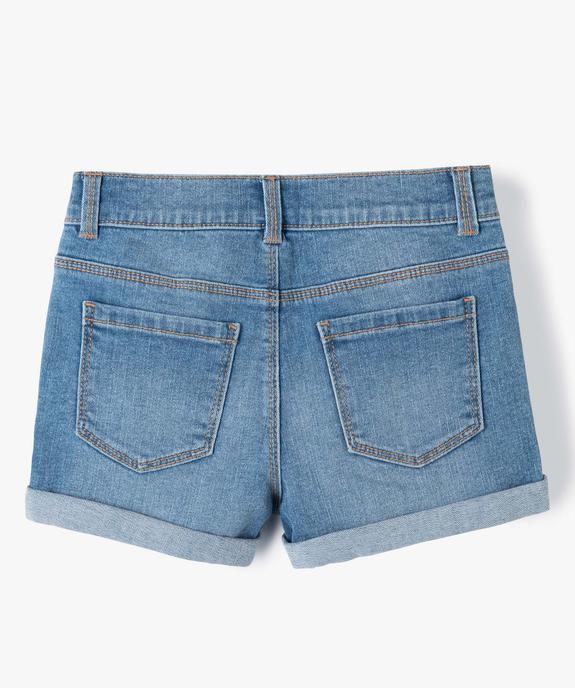 Short en jean extensible à revers fille vue4 - GEMO 4G FILLE - GEMO