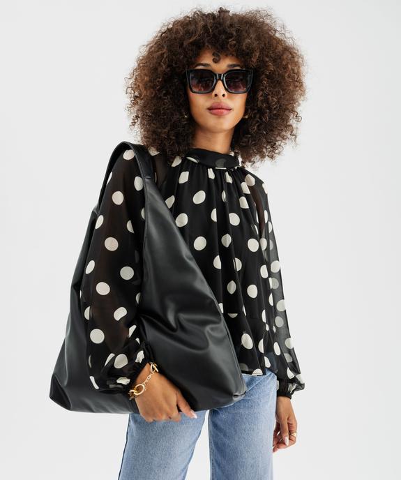 Blouse à pois en voile avec lien dans le dos femme vue1 - GEMO(FEMME PAP) - GEMO