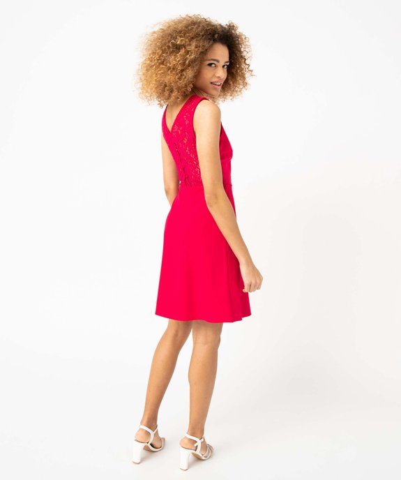 Robe femme avec décolleté cache-coeur et dos dentelle vue3 - GEMO(FEMME PAP) - GEMO