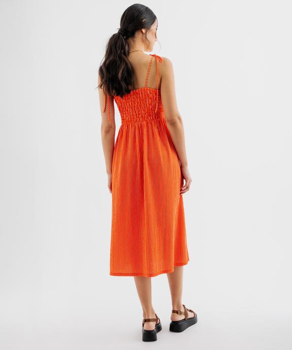 Robe midi à fines bretelles en tissu texturé femme vue3 - GEMO 4G FEMME - GEMO