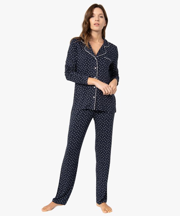 Pyjama deux pièces femme : chemise et pantalon vue1 - GEMO 4G FEMME - GEMO