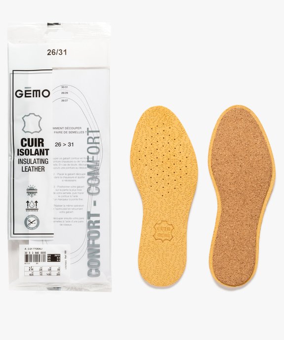Semelles enfant en cuir multi-tailles 26-31  vue2 - GEMO(ENTRETIEN) - GEMO