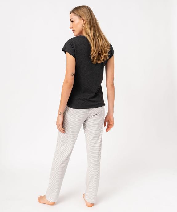 Pyjama bicolore avec message femme vue3 - GEMO 4G FEMME - GEMO