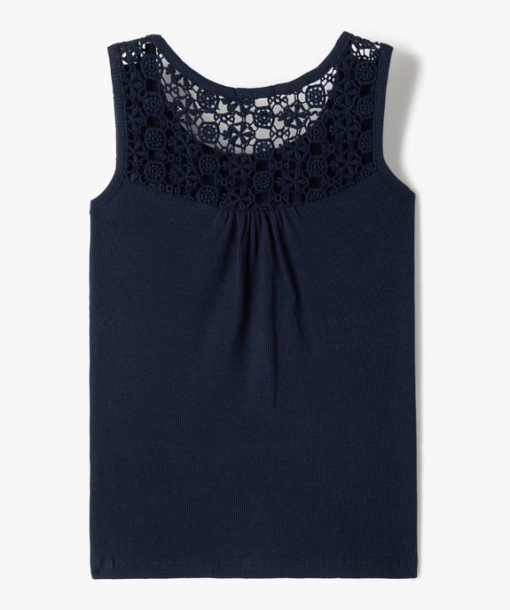 Débardeur fille côtelé avec dos brodé en dentelle vue3 - GEMO (ENFANT) - GEMO