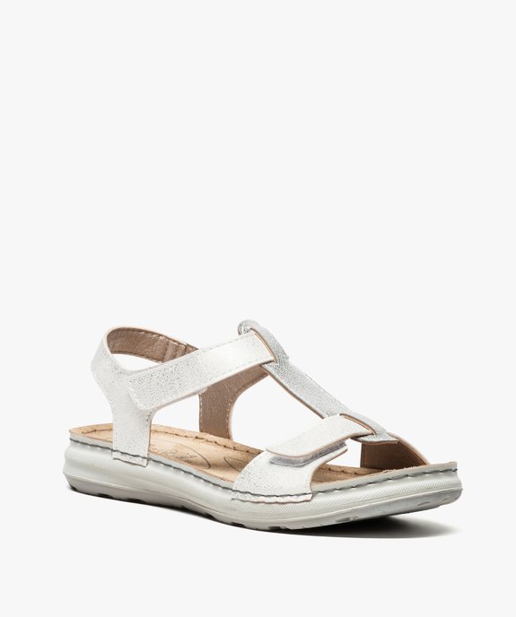 Sandales femme confort brillantes à scratch vue2 - GEMO (CONFORT) - GEMO