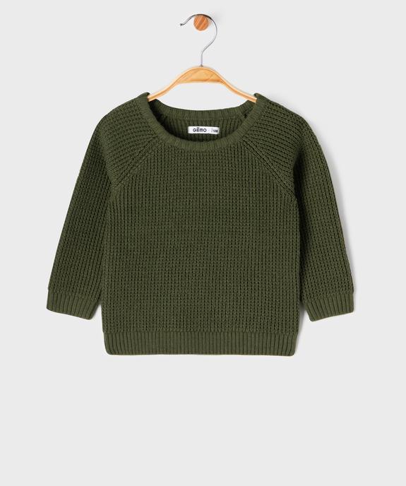 Pull en grosse maille côtelée à manches raglan bébé garçon vue1 - GEMO(BEBE DEBT) - GEMO