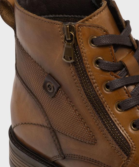 Boots en cuir à lacets et zip homme  -Tanéo vue6 - TANEO - GEMO