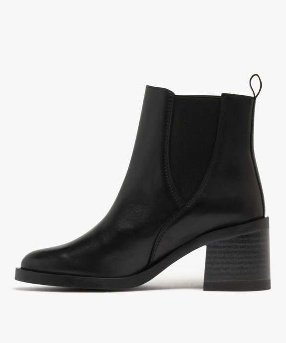Bottines Chelsea en cuir à talon haut et large femme - Tanoo vue3 - TANEO - GEMO
