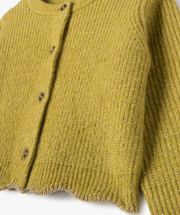 Gilet en grosse maille pailletée et finition fantaisie bébé fille vue2 - GEMO(BEBE DEBT) - GEMO