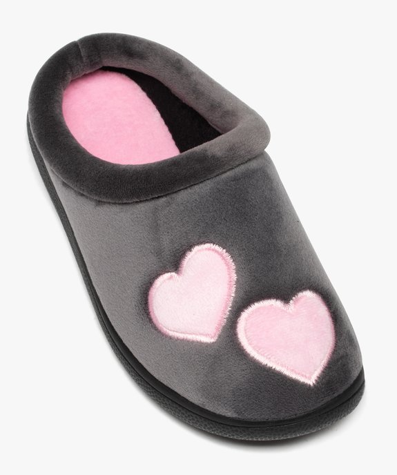 Chaussons femme mules en velours ras motifs cœurs vue5 - GEMO(HOMWR FEM) - GEMO