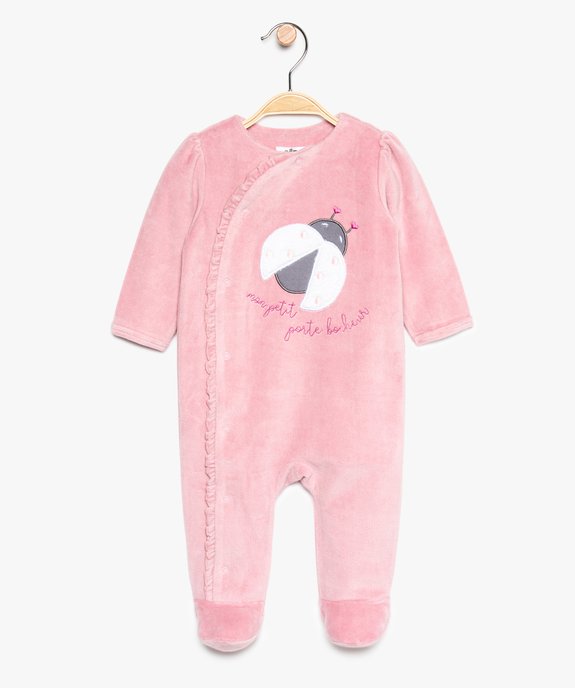 Pyjama bébé fille en velours à petit volant et motif coccinelle vue1 - GEMO(BB COUCHE) - GEMO