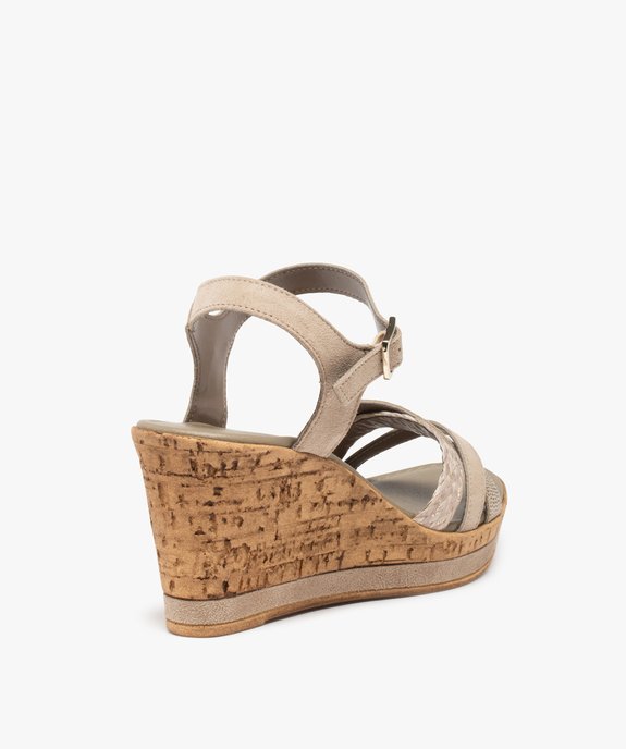 Sandales femme à talon compensé et brides cuir - Tanéo  vue4 - TANEO - GEMO