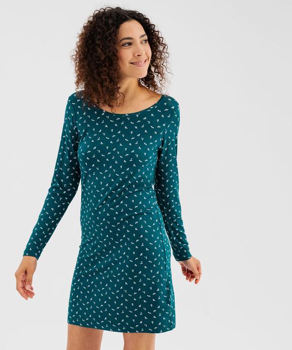 Chemise de nuit à manches longues femme vue1 - GEMO 4G FEMME - GEMO