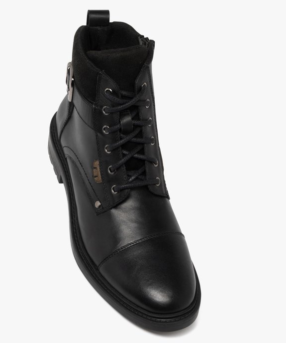 Boots homme casual dessus en cuir et à bout droit style Balmoral vue6 - URBAN STEPS - GEMO