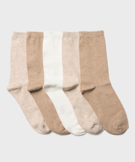 Chaussettes femme à tige haute en coton (lot de 5) vue1 - GEMO 4G FEMME - GEMO