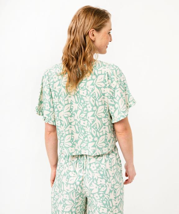 Blouse imprimée à manches courtes coupe courte femme vue3 - GEMO 4G FEMME - GEMO