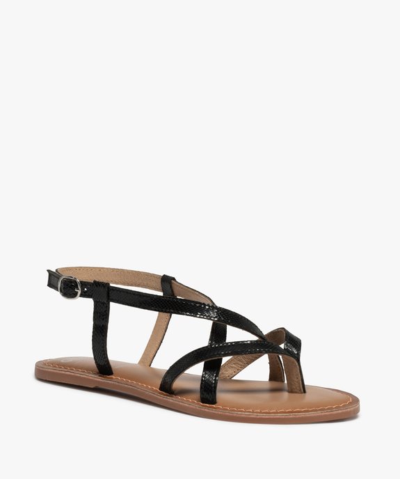 Sandales plates avec fines brides en cuir femme vue2 - FOLLOW ME - GEMO