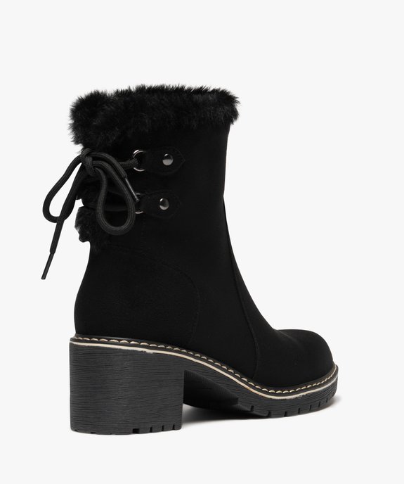 Boots femme fourrées à talon dessus en suédine avec zip intérieur vue4 - GEMO(URBAIN) - GEMO