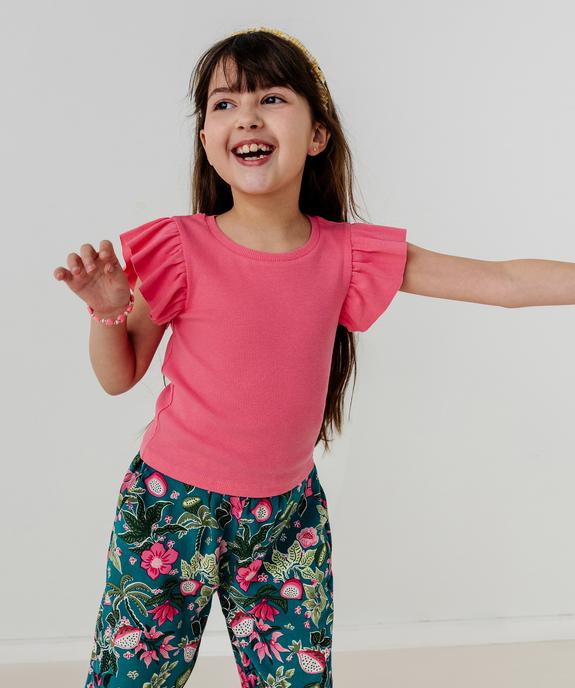 Tee-shirt manches courtes volantées fille vue1 - GEMO 4G FILLE - GEMO